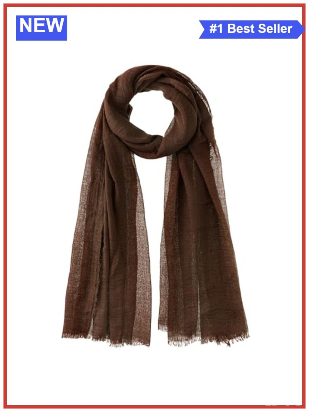 Cotton Hemp Blend Crinkle Long Scarf with Fringe